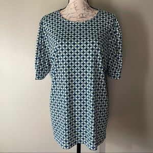 Liz Claiborne Career Top Blue, Green and White Comfy Breathable Size XL
